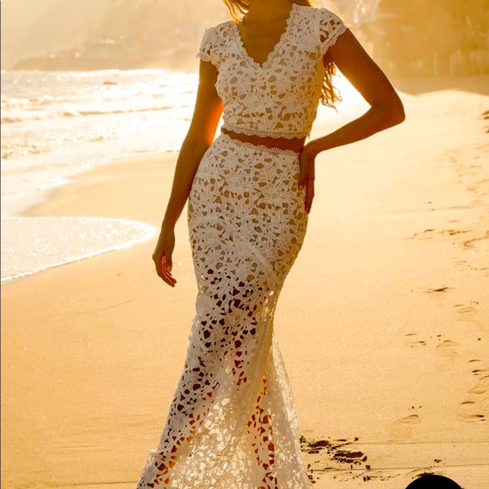 Lulus Special Moment White Crochet Lace Two-Piece Maxi